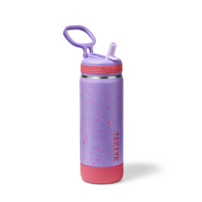 Glow In The Dark Sport Kids Water Bottle Confetti With Straw Lid D8