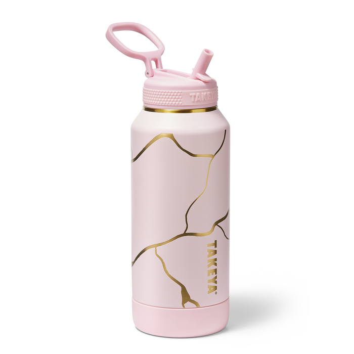 Kintsugi Water Bottle with Straw Lid O4