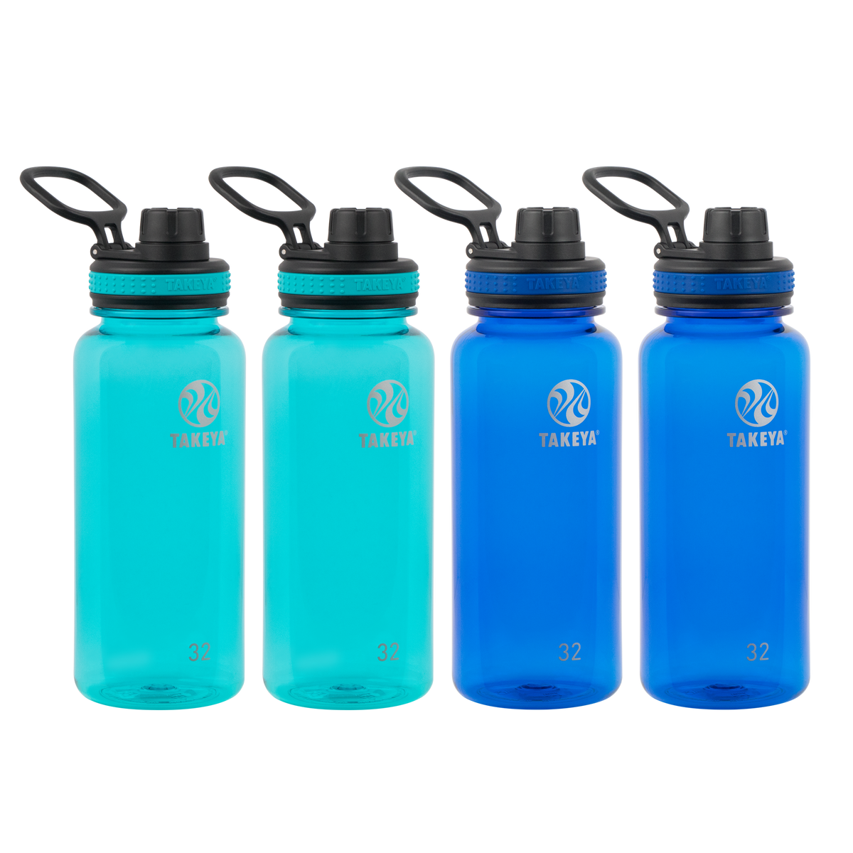 Tritan Water Bottle With Spout Lid (4 Pack) X9 — 32oz / Ocean/Royal