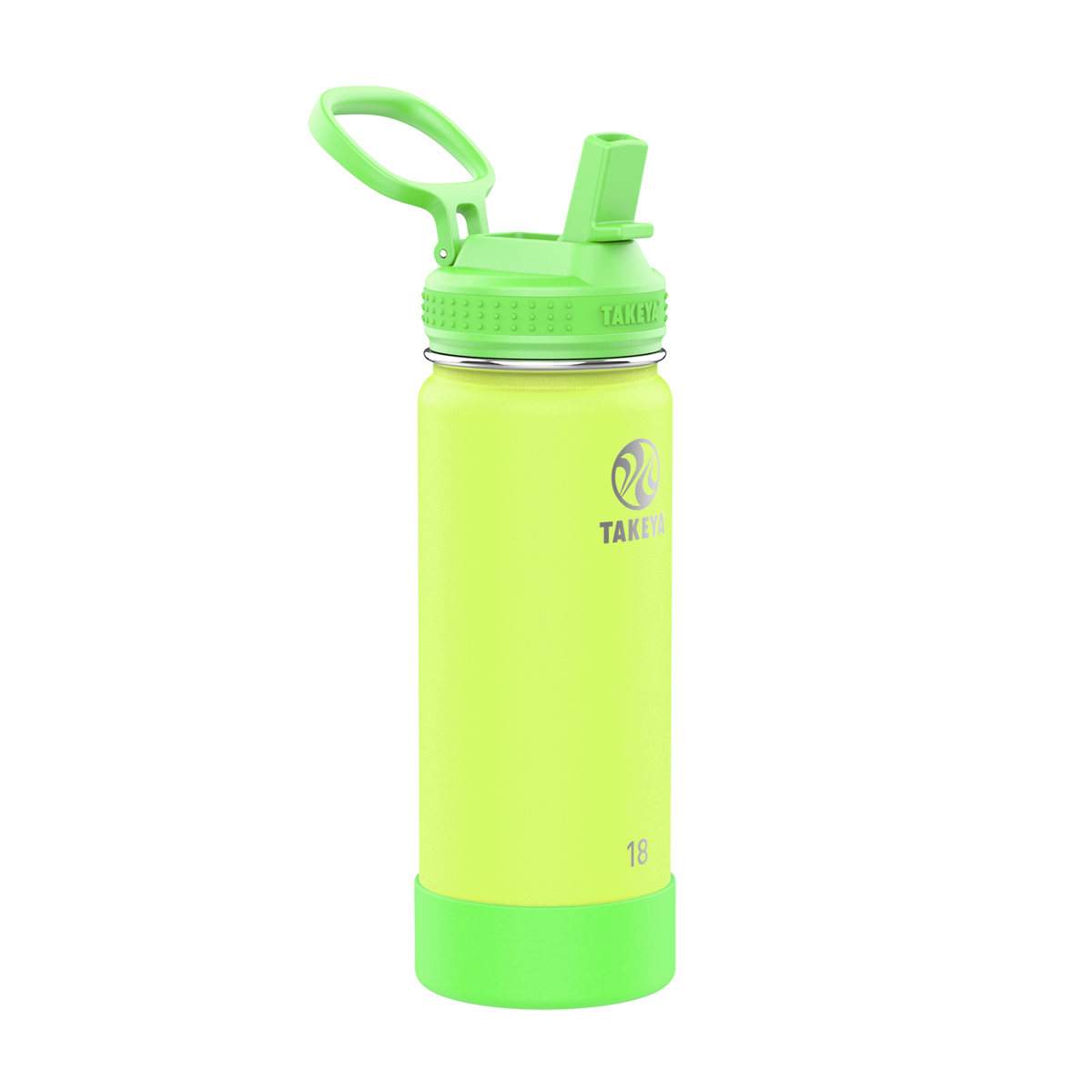 Actives Kids Glow In The Dark Water Bottle With Straw Lid N6 — 18oz / Lightning Green