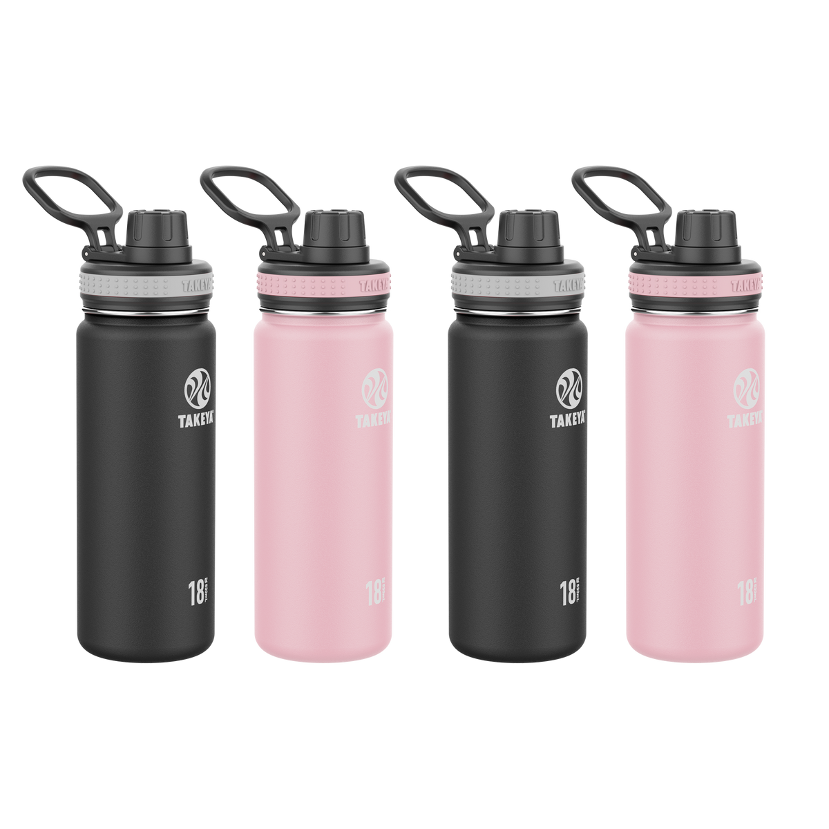 Originals Water Bottle with Spout Lid (4 Pack) E7 — 18oz / Black/Blush