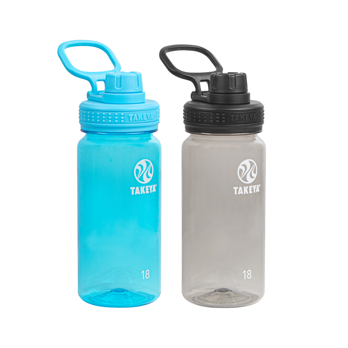 Tritan Water Bottle Bundle With Spout Lid (2 Pack) W4 — 18oz / Breezy Blue/Stormy Black