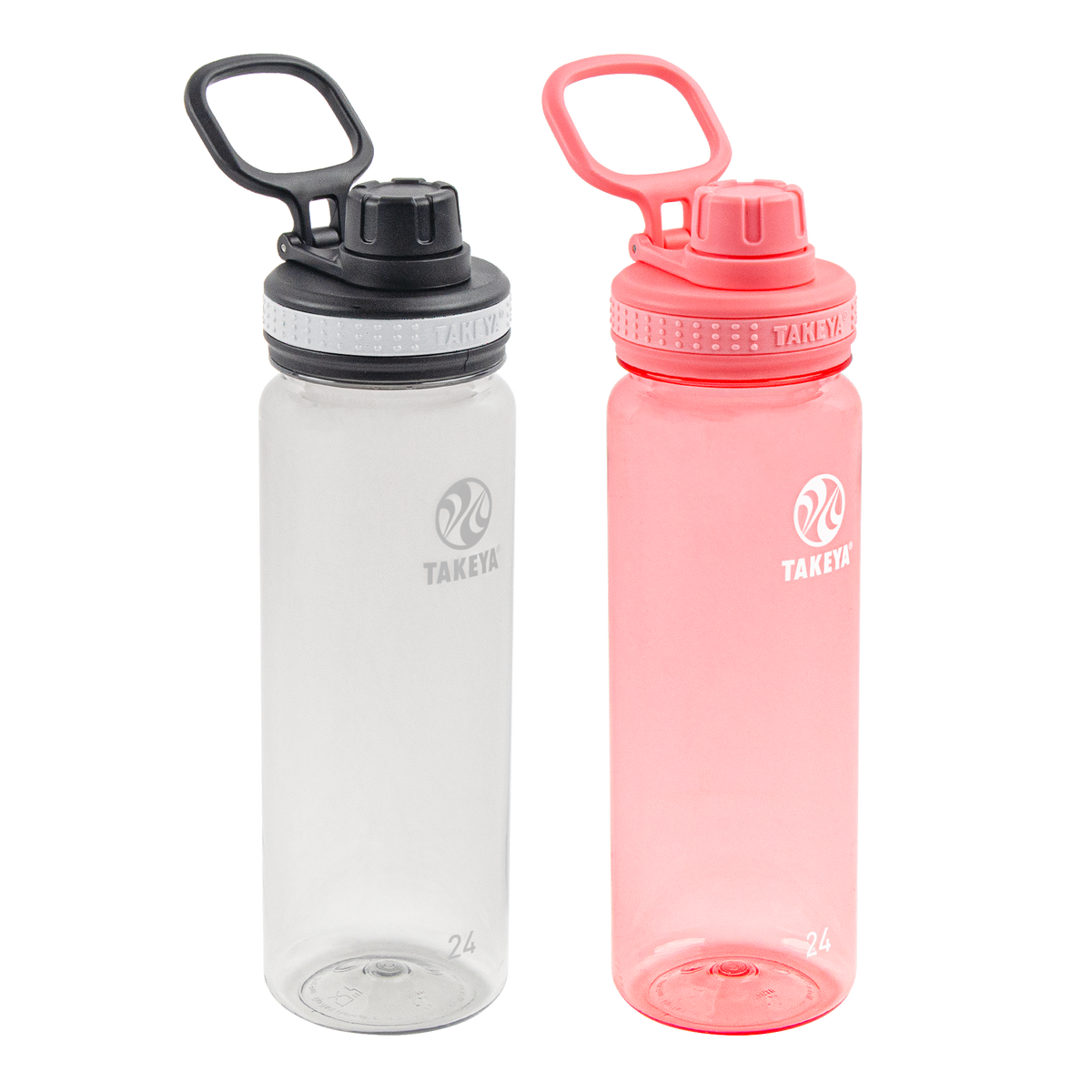 Tritan Water Bottle Bundle With Spout Lid (2 Pack) G8 — 24oz / Clear/Flutter Pink