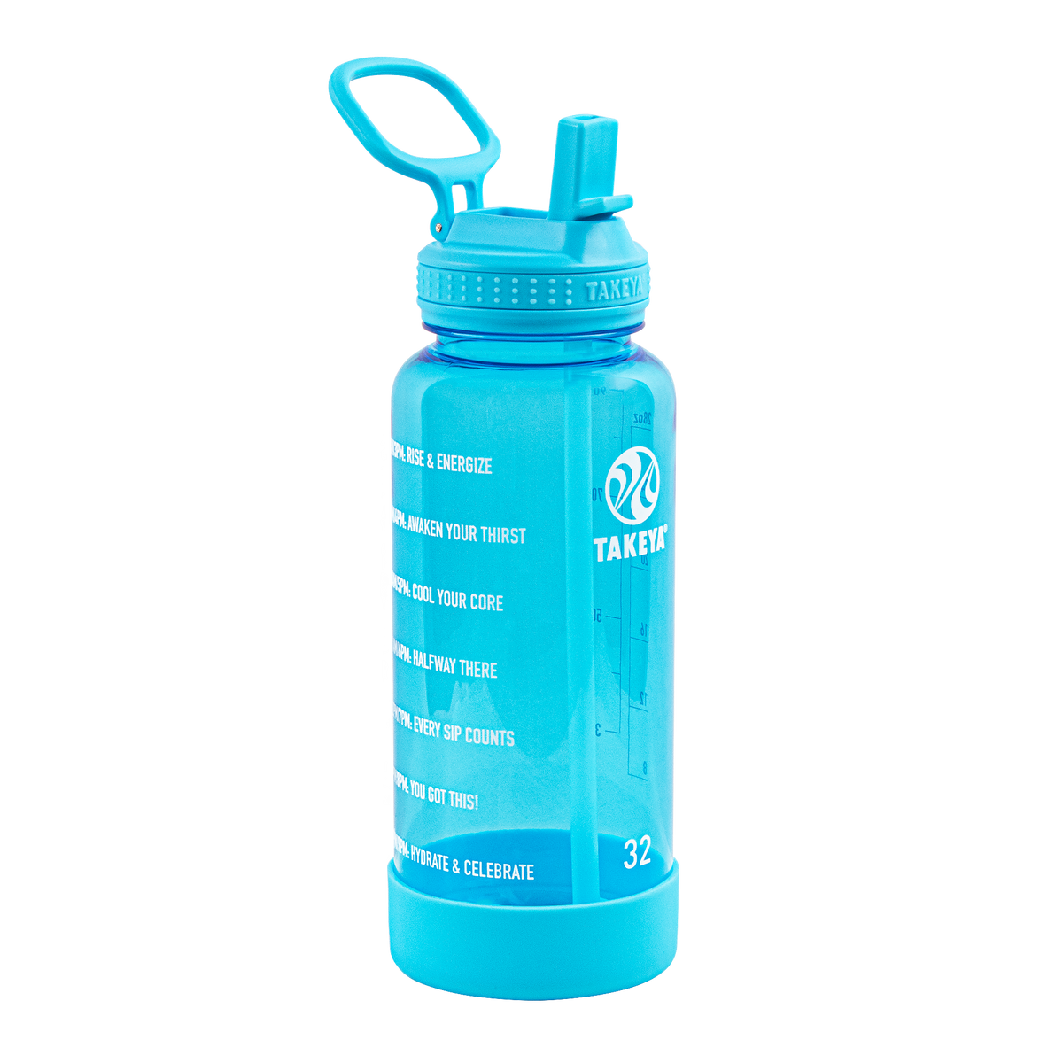 Tritan Motivational Water Bottle With Straw Lid U1 — 32oz / Breezy Blue