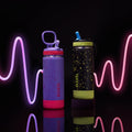 Glow In The Dark Sport Kids Water Bottle Confetti With Straw Lid D8