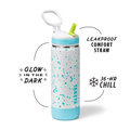 Glow In The Dark Sport Kids Water Bottle Confetti With Straw Lid D8