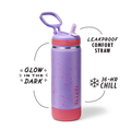 Glow In The Dark Sport Kids Water Bottle Confetti With Straw Lid D8