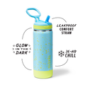 Glow In The Dark Sport Kids Water Bottle Confetti With Straw Lid D8