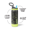 Glow In The Dark Sport Kids Water Bottle Confetti With Straw Lid D8